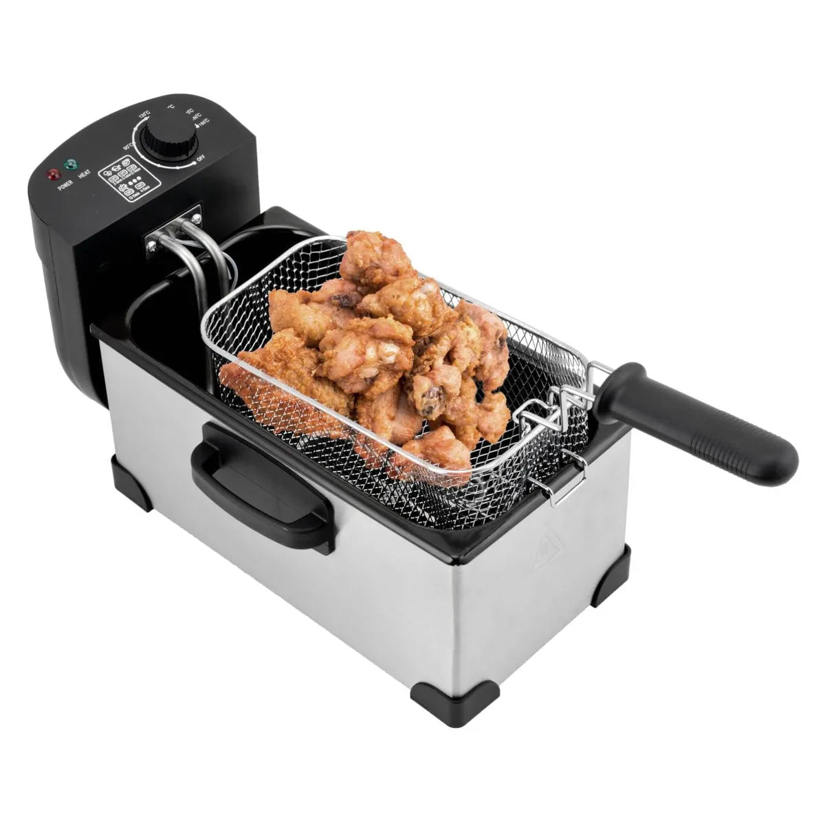 Freidora Eléctrica RECCO RFR-FRIGGERE 3L Inoxidable — 2000W, Control de Temperatura 0–190°C