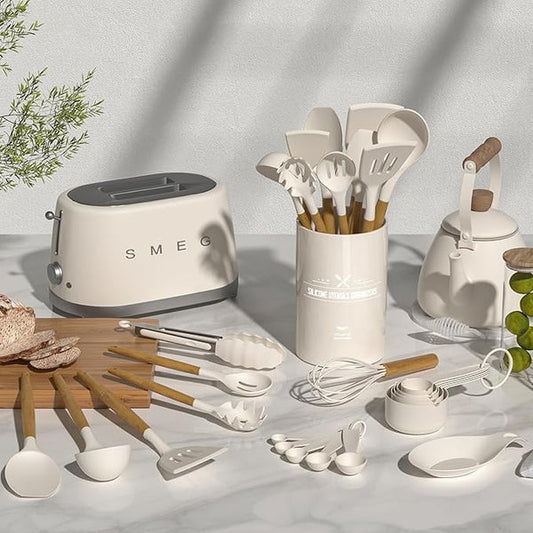 Set de Cocina Umite Chef 33 Piezas — Silicona Antiadherente, Mango de Madera