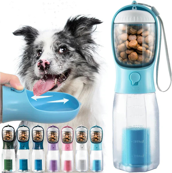 Dispensador Portátil para Perros 3 en 1 — Agua, Snacks y Bolsas para Paseos
