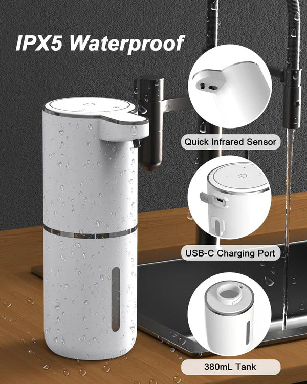 Oferta de Aniversario: Dispensador Automático de Jabón en Espuma Sin Contacto, 380ml, 4 Niveles Ajustables, Carga USB-C, IPX5
