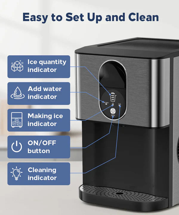 Oferta Aniversario: Máquina de Hielo Nugget Kndko - Hielo Tipo Pellet 11kg/24H, Autolimpieza, Dispensador Automático para Bares y Hogar